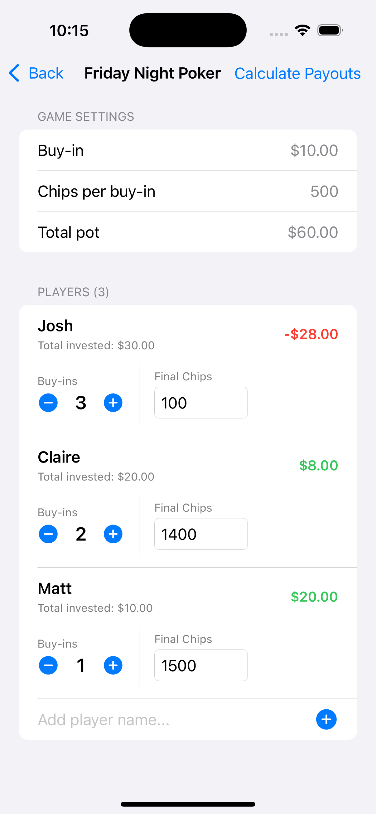 PokerSettle Screenshot 3